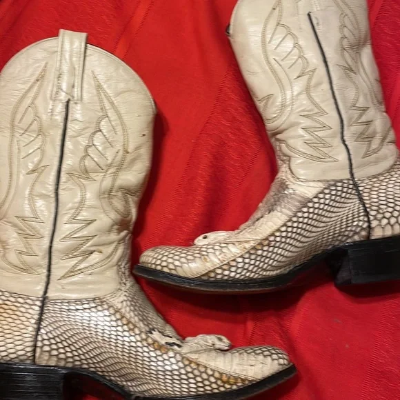 Vintage cobra skin men’s boots & belt with cobra head & leather upper (Mlb) - Picture 10 of 16